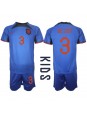 Nederländerna Matthijs de Ligt #3 Replika Borta Kläder Barn VM 2022 Kortärmad (+ byxor)